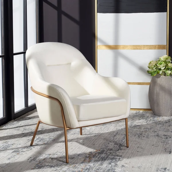 Safavieh Eleazer Velvet Accent Chair - Grey, Gold