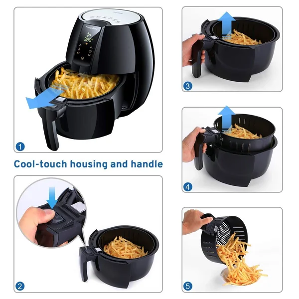 Frenchmay Touch Control Air Fryer - 3.7qt 1500W, Comes with Recipes