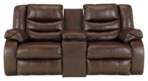 Ashley Linebacker DuraBlend Espresso Reclining Loveseat with Console 9520194