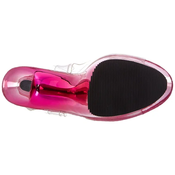 Pleaser - Sky-308 9, Clear/Hot Pink Chrome