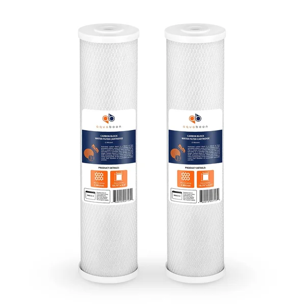Aquaboon Big Blue Coconut Shell Water Filter Cartridge - Activated Carbon Block CTO, Universal Whole House 5 Micron 20 inch Car