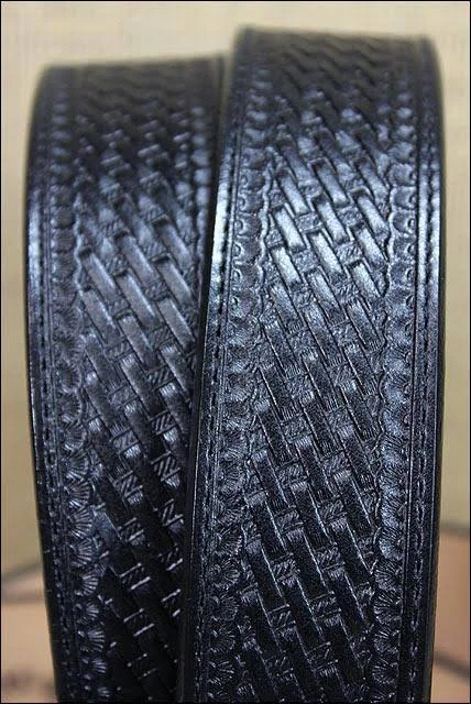 Justin Men's Bronco Basketweave Leather Belt Black 32