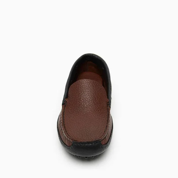 Minnetonka Moccasin, Men's P.W. Driving Loafer (Color Block) in Brown Upper and Black Lower, Size 6, Handmade