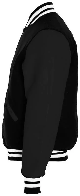 Holloway 224183 Varsity Jacket, Black-Black-White