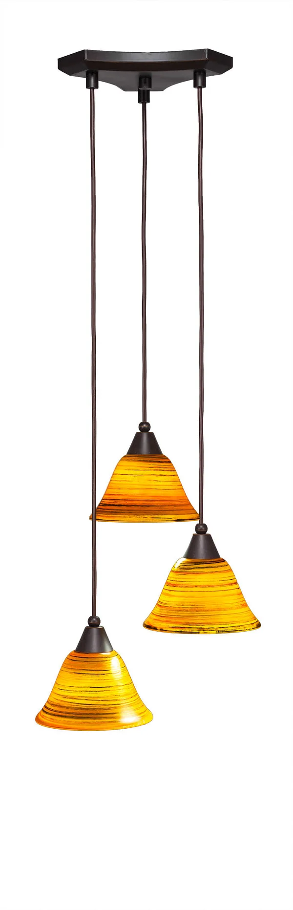 Toltec Lighting-28-DG-454-Europa - Three Light Mini Pendant Firr Saturn Glass Dark Granite Finish