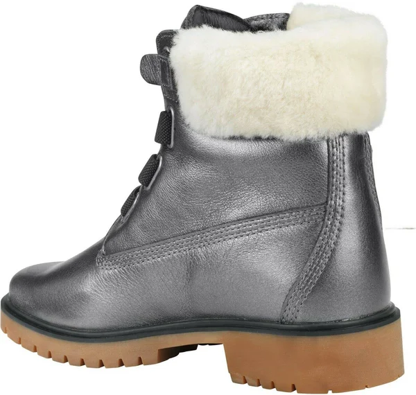 Timberland Women's Jayne Authentic Shearling Waterproof Boot, Size: 8.5, Dark Grey Metallic Leather