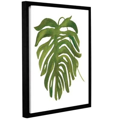 Tropical Palm II by Wild Apple - Painting Print on Canvas Bay Isle Home Size: 18'' H x 14'' W x 2'' D - Format: Black Floater Fra