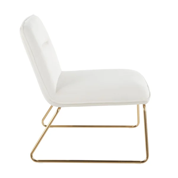 LumiSource Casper Accent Chair Cream Velvet Gold Metal