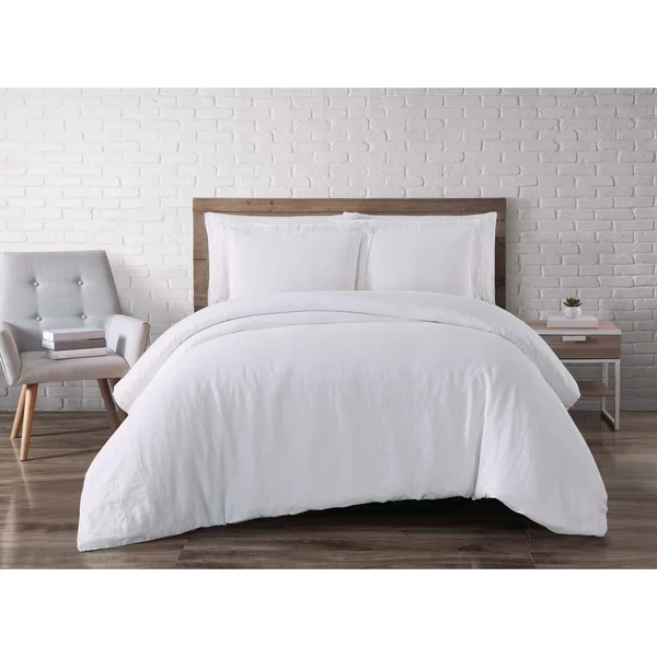 Brooklyn Loom Linen Duvet Set White Full/Queen
