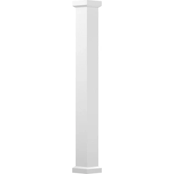 AFCO 9x22 x 10& Endura-Aluminum Empire Style Column, Square Shaft (Load-Bearing 15, 000 lbs), Non-Tapered, Gloss White Finish w