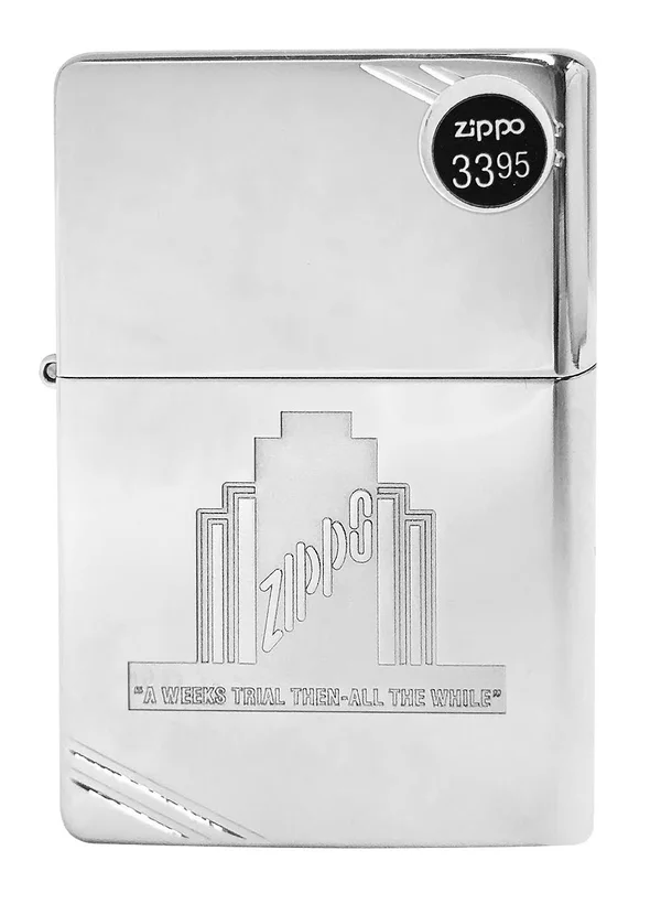 Zippo A Weeks Trial Vintage High Polish Chrome Lighter