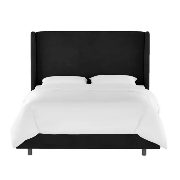 Full Antwerp Wingback Bed Black Velvet - Project 62