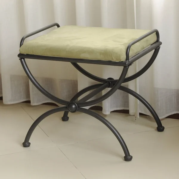 International Caravan Iron Upholstered Vanity Stool - Sage