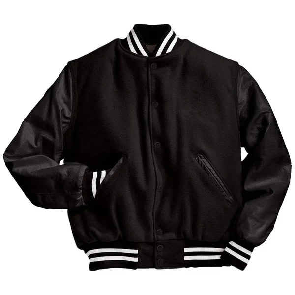 Holloway 224183 Varsity Jacket, Black-Black-White
