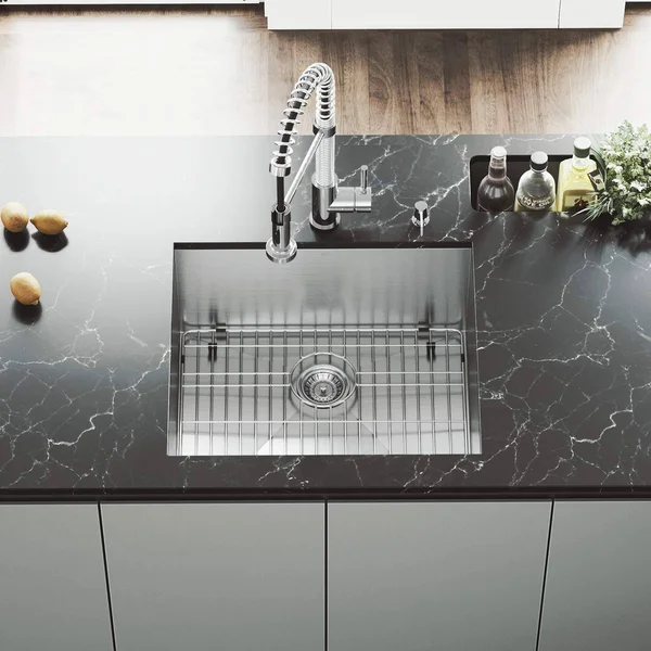 Vigo VG2320CK1 23x22 Undermount Stainless Steel Kitchen Sink, Grid and STRAINER