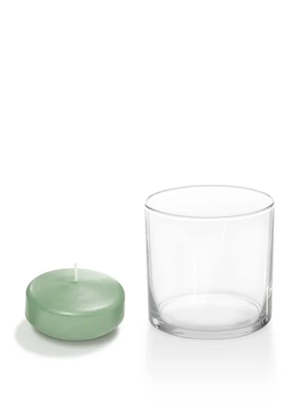 Set of 36 - Yummi Candles, Floating Candles & Glass Holder, Sage