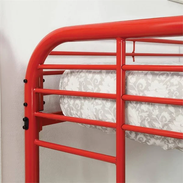Furniture of America Sulie Transitional Twin Over Twin Bunk Bed in Red