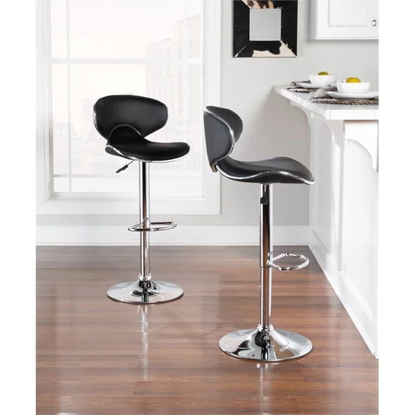 Powell Furniture Chrome Bar Stool, Black