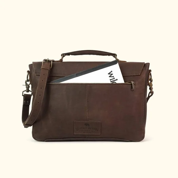 Denver Leather Laptop Messenger Bag - Dark Briar