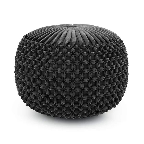 Simpli Home Renee Transitional Round Pouf in Slate Grey Velvet New