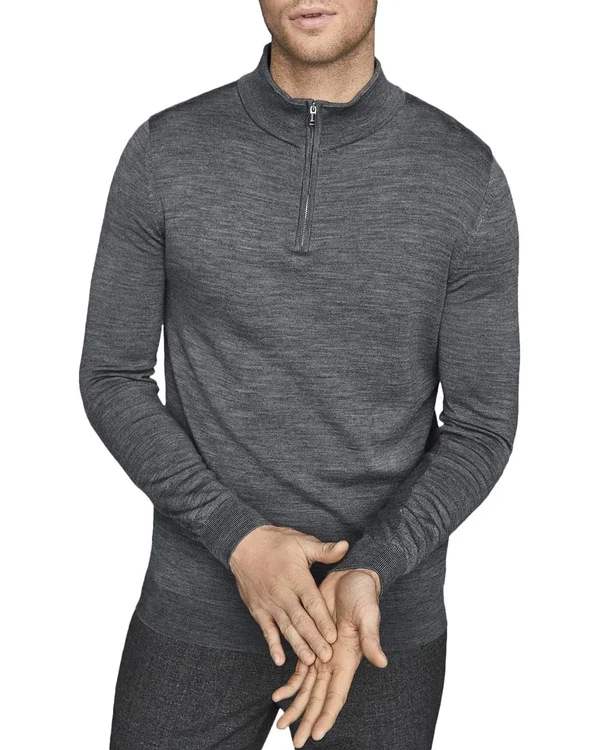 Men's Reiss Blackhall Wool Half Zip Pullover, Size Small - Grey