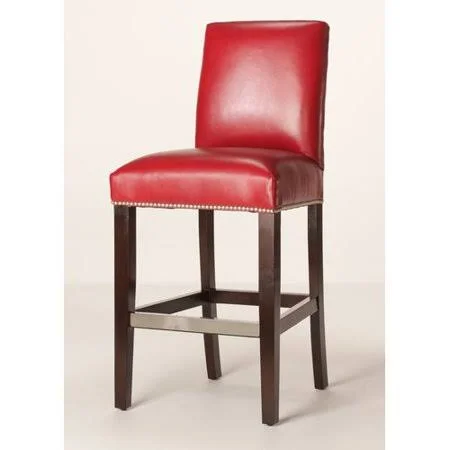 Montgomery 26x22 Bar Stool Sloane Whitney Finish: Matte Black - Upholstery: Brown, Nailhead Finish: Bronze Black