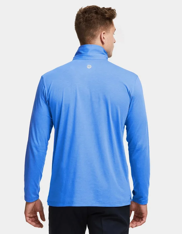 Sun Protective Long Sleeve Polo Shirt for Men UPF50+ - UV Protection Navy