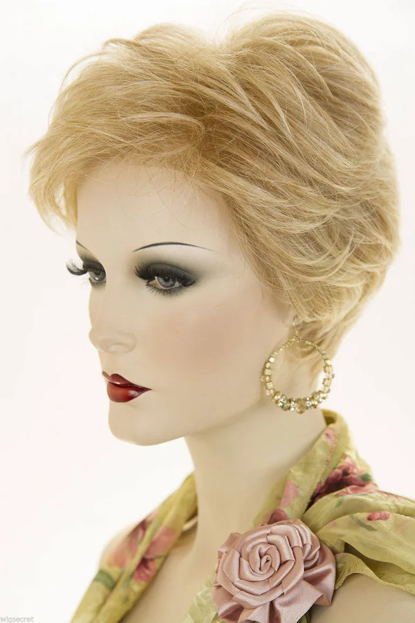 Anne Short Lace Front Monofilament Hand Tied Jon Renau Wavy Straight Wigs - LT Golden Brown Med Red Golden...