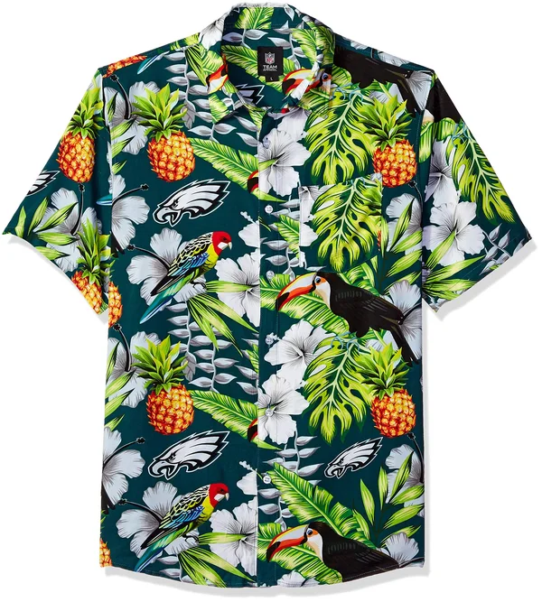 FOCO NFL Mens Floral Tropical Button Up Shirt