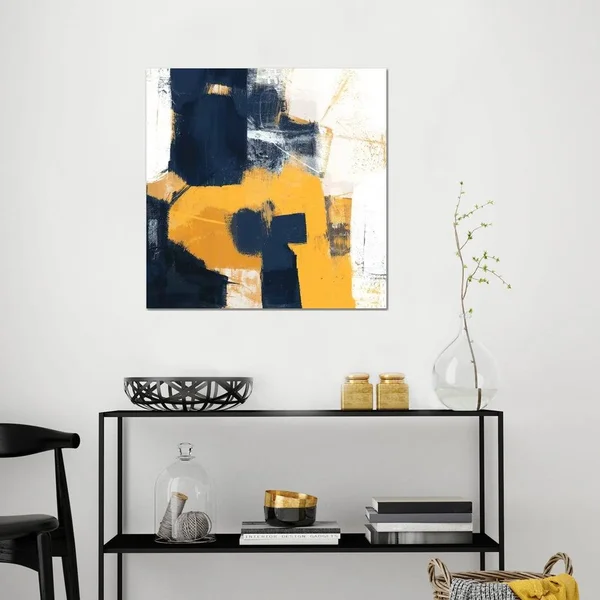 Victoria Borges Paintings Canvas Art Prints - Navy & Gold IIstyle > Abstract art)