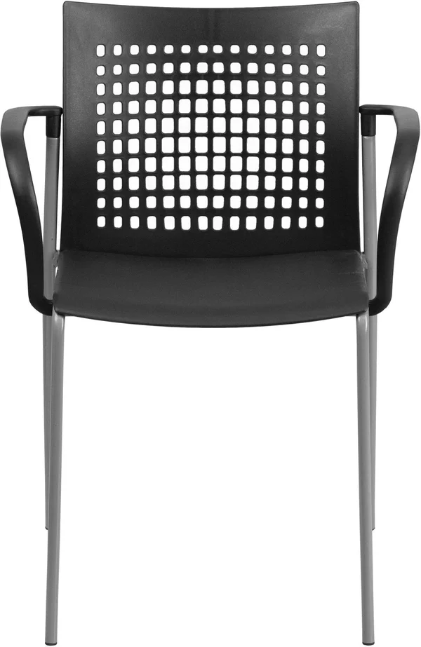 Hercules Series 551 lb. Capacity Black Stack Chair with Air-Vent Back and Arms, Flash Furniture