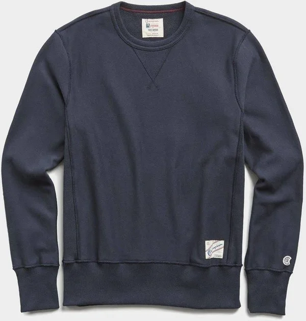 Todd Snyder Lightweight Weave Crew - Blue - Sweatshirts