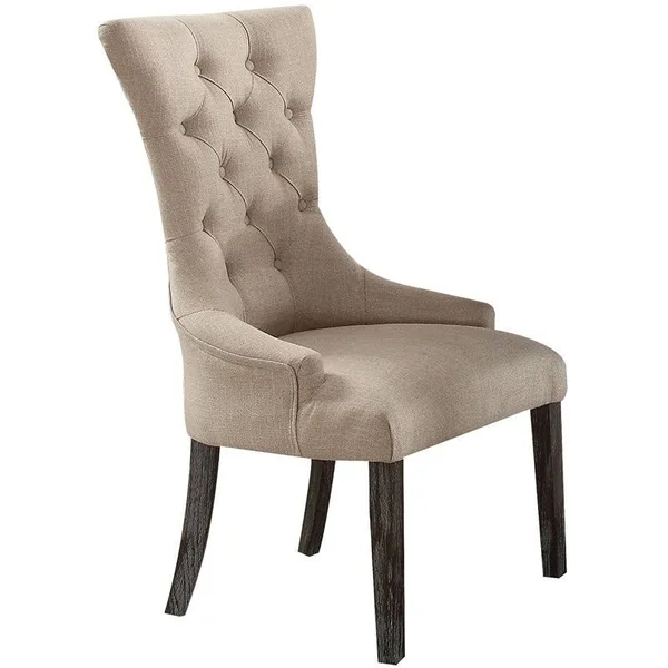 Bowery Hill Dining Side Chair in Beige and Weathered Espresso