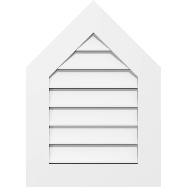 Ekena Millwork GVPPE30X3401SF-07 30x22W x 34x22H Peaked Top Surface Mount PVC Gable Vent 7/12 Pitch: Functional, w/ 3-1/2x22W x