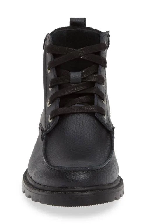 Boy's Sorel Madson Waterproof Moc Toe Boot - Size 1 M - Black