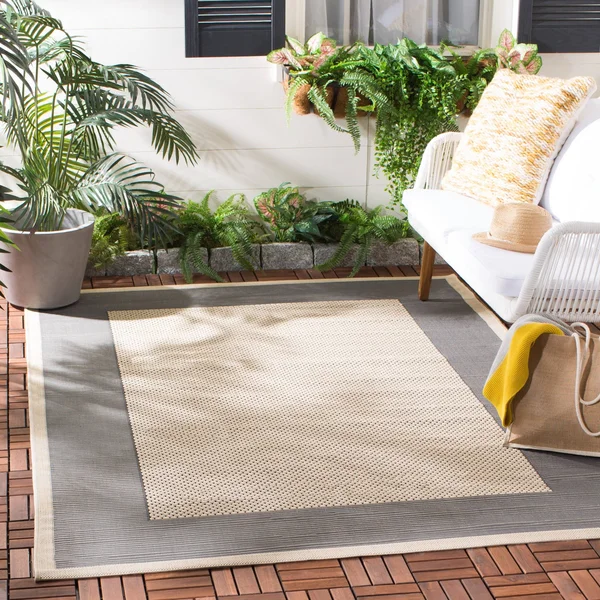 Safavieh Courtyard Area Rug CY7987 Grey - Cream, 5& 3x22 x 7& 7x22