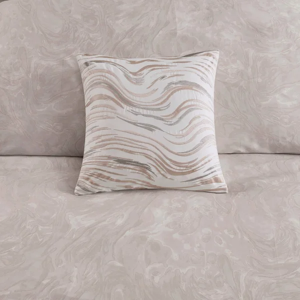 Madison Park Emory 6 Piece Cotton Sateen Duvet Cover Set, King/Cal King, Rose Gold/Beige