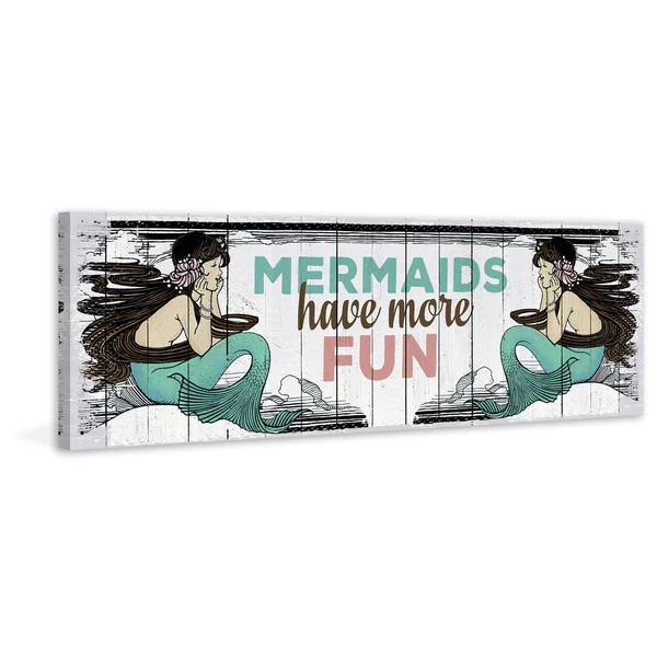 Marmont Hill - Mermaid Fun Painting Print on Wrapped Canvas, Gray