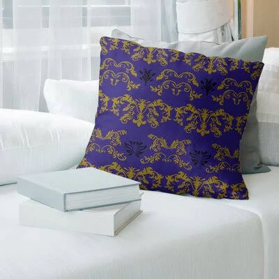 Baltimore Football Baroque Square Pillow Cover East Urban Home Color: Purple/Amber/Black, Size: 16x22 x 16