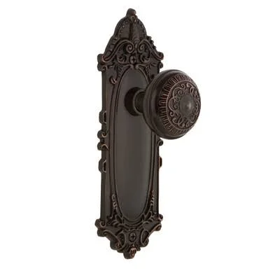Nostalgic Warehouse 707536 Egg & Dart Double Dummy Door Knob with Victorian Long Plate Finish: Timeless Bronze
