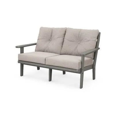 Traditional Deep Seating Loveseat with Cushions Sol 72 Outdoor Frame Color: Slate Gray - Cushion Color: Dune Burlap