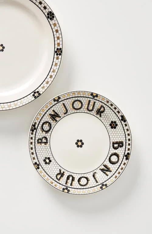 Anthropologie Bistro Set of 4 Bread Plates - Size One Size - White