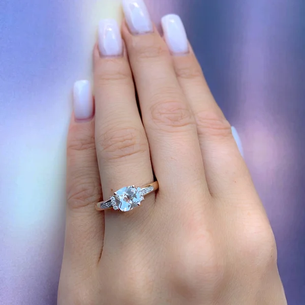 Miadora 10K Rose Gold Created White Sapphire and Diamond Accent Engagement Ring - 4.5
