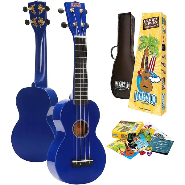 Mahalo Ukulele Rainbow Learn 2 Play Essential Kit Blue Soprano