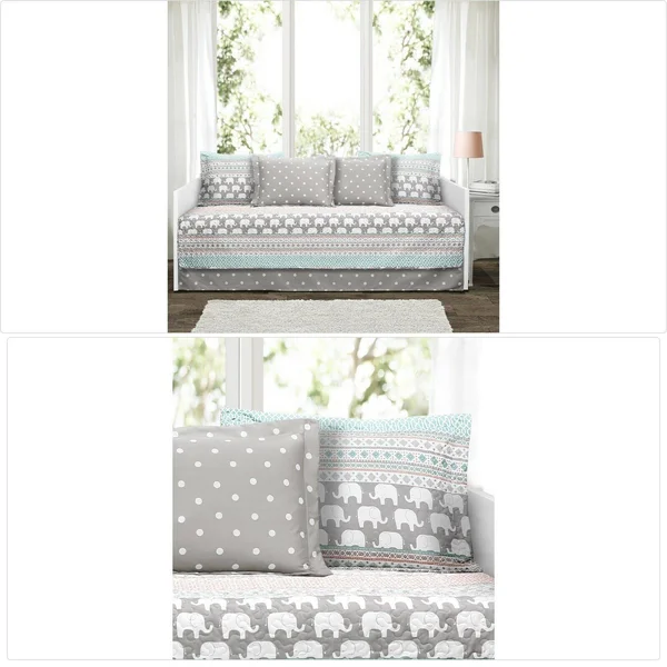 Lush Decor Elephant Stripe 6-Piece Daybed Cover Set, Blue, 39" x 75"