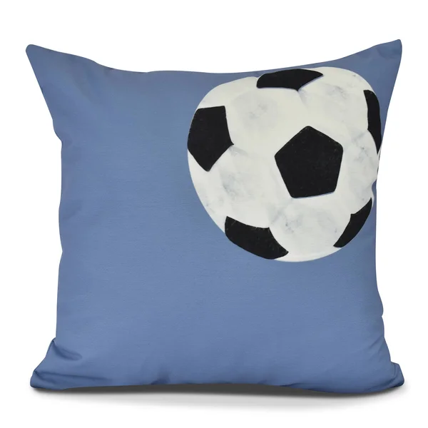 Contemporary Home Living 18x22 Blue, White, and Black Throw Pillow with Soccer Ball Design - Down Alternative Filler