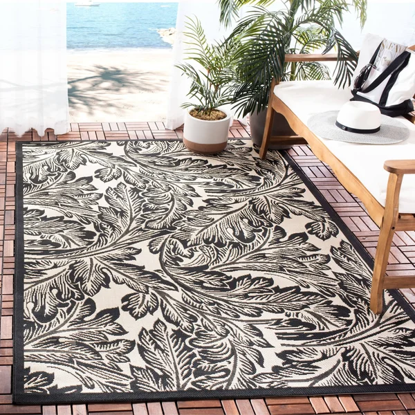 Safavieh Courtyard CY2996-3901 5&3x22 x 7&7x22 Sand - Black Area Rug