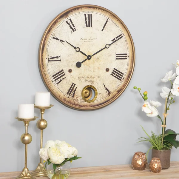Aspire Home Accents 22x22 Raleigh Pendulum Wall Clock - Brown