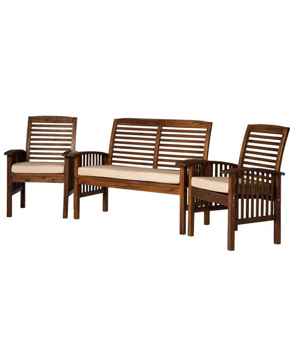 Acacia Patio Chat Set - 3 Pieces - Dark Brown