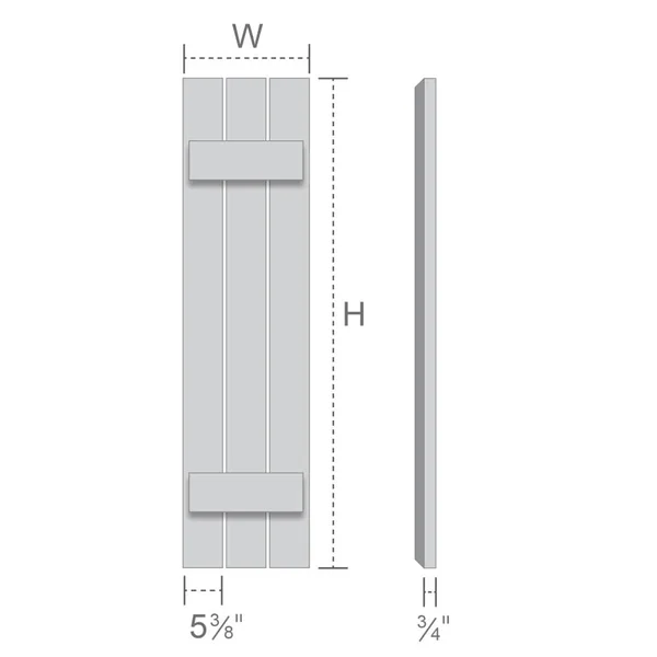 23x22W x 50x22H TimberCraft Four 5 3/8x22 Boards Spaced Board-n-Batten Shutters w/Z-Bar - Rough Sawn Western Red Cedar (Per Pair)